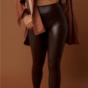 Aerie Dark Brown Faux Leather Leggings